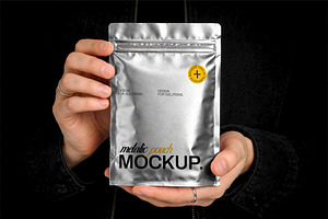 Metalic Foil Paper Pouch Bag Mockup, a Packaging Mockup by Templeste