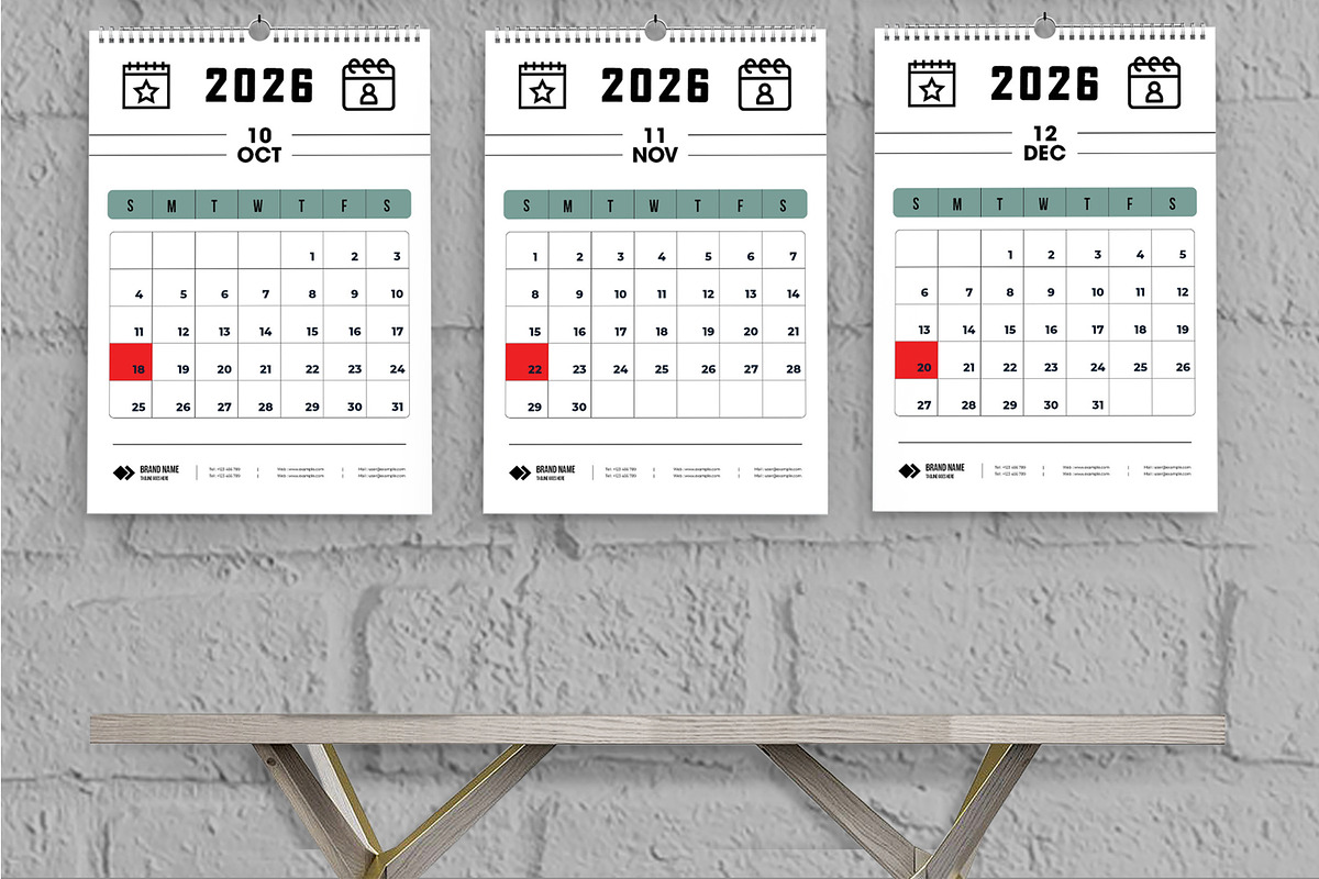 Modern Minimal Calendar Design 2026, a Stationery Template by MightyDesign (Photo 5 of 8)