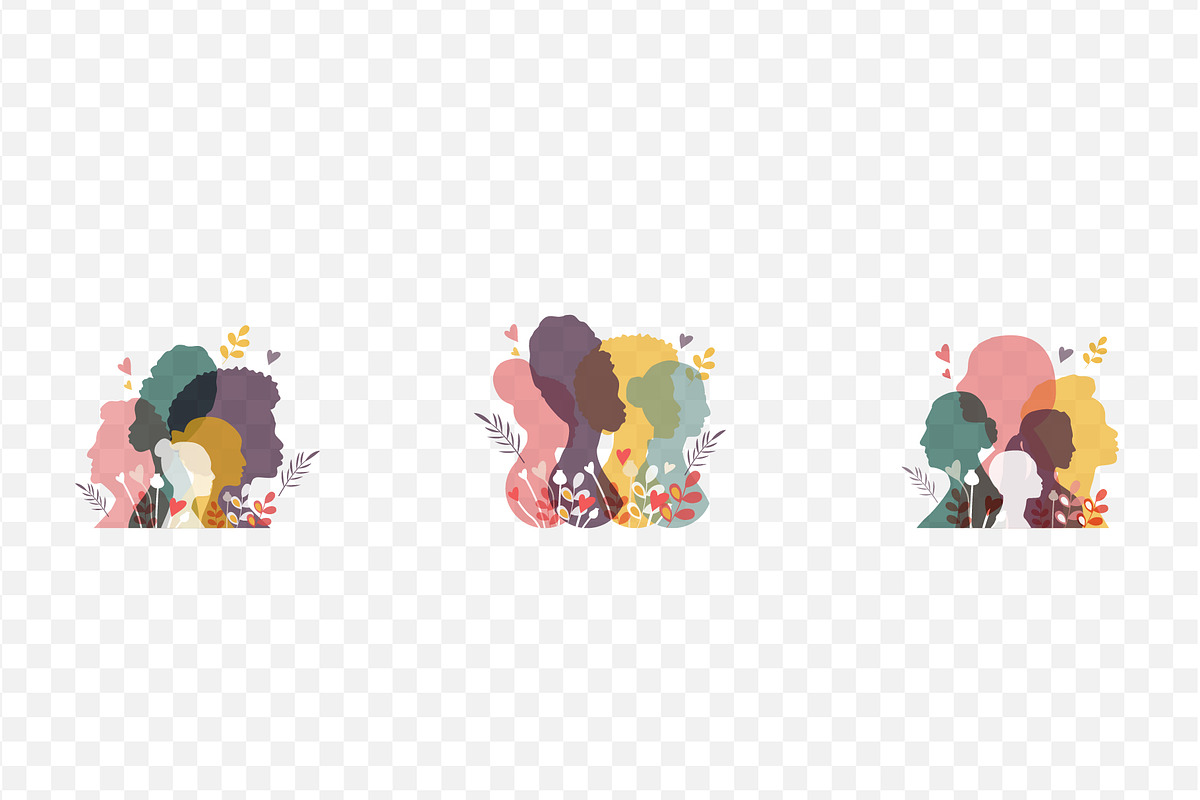 Women silhouettes. Women's Day cards, an Illustration by Stafeeva (Photo 6 of 8)