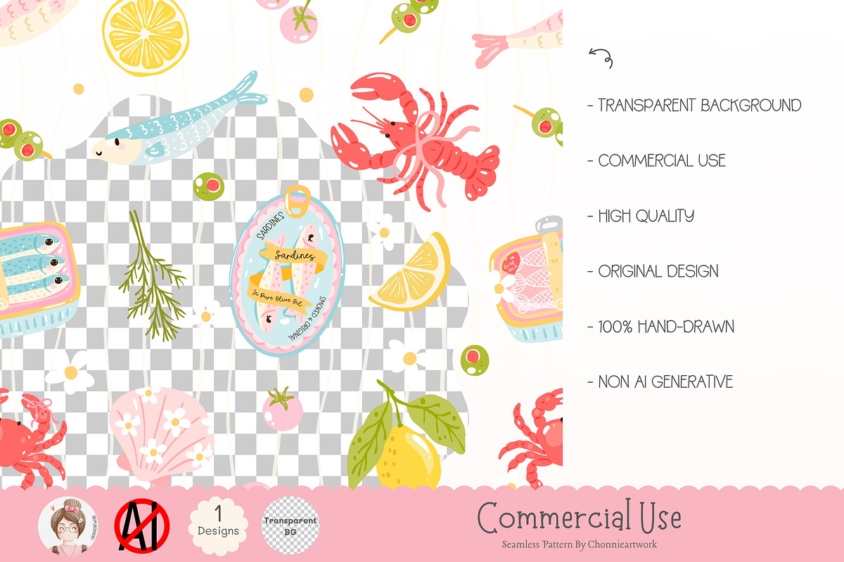 ute Sardine Seamless Pattern, a Pattern Graphic by Chonnieartwork (Photo 3 of 5)