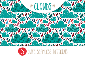 CLOUDS - set of 3 seamless patterns