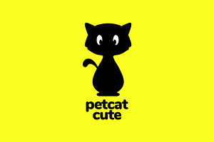 kitten pet cute black color logo, a Branding & Logo Template by devastd