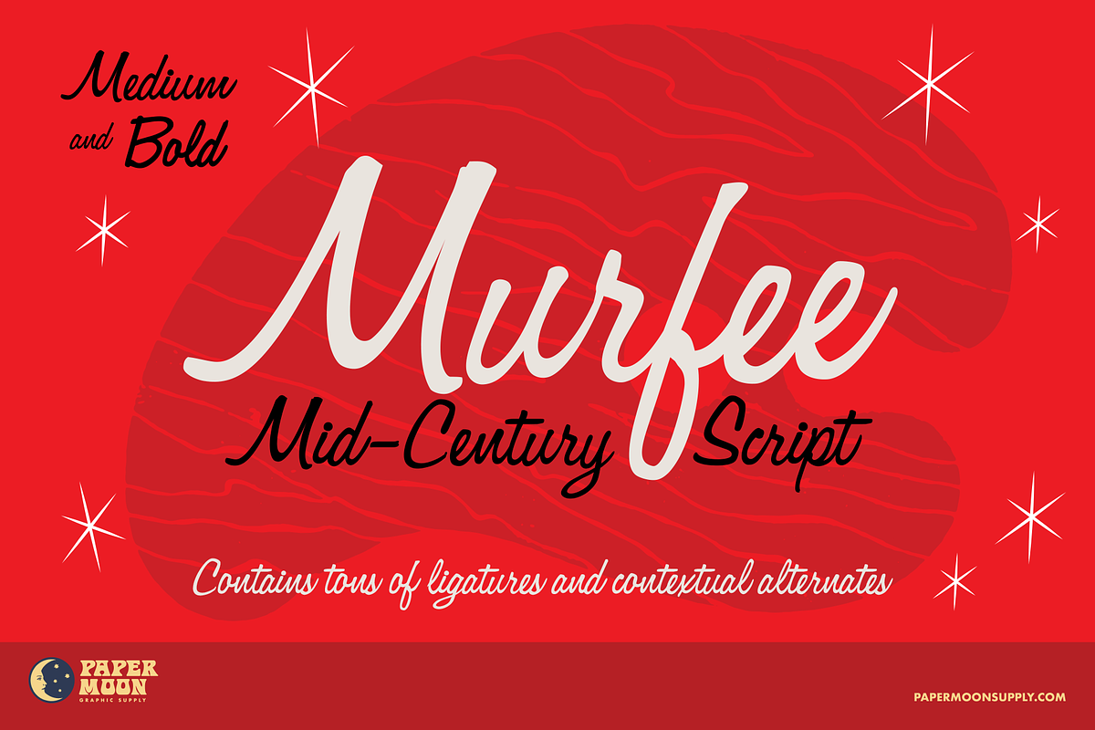 PM Murfee Mid-Century Script Font, a Script Font by Paper Moon Graphic Supply (Photo 1 of 10)