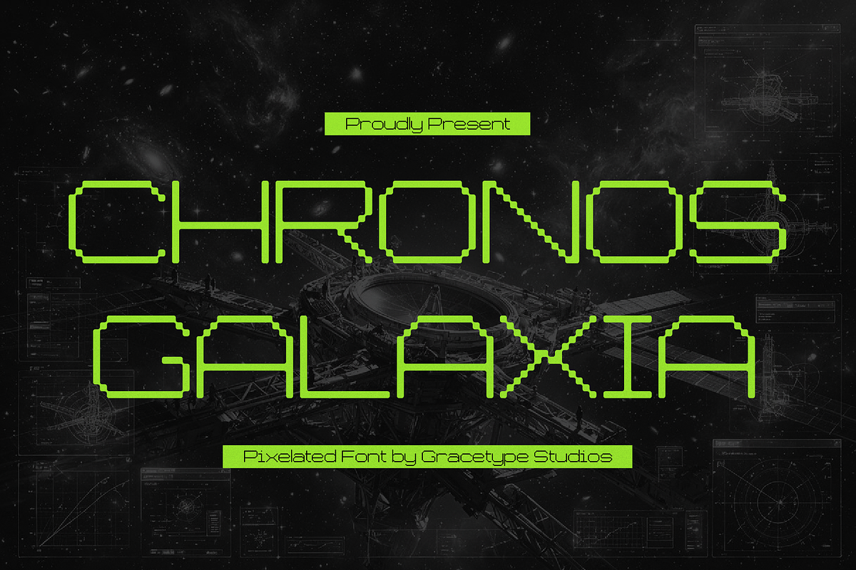 Chronos Galaxia | Pixelated Font, a Sans Serif Font by gracetype_studio (Photo 1 of 12)