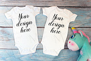 12 twin baby bodysuit Mockup Bundle., a Print Template by MockupMarket (Thumbnail 11 of 13)