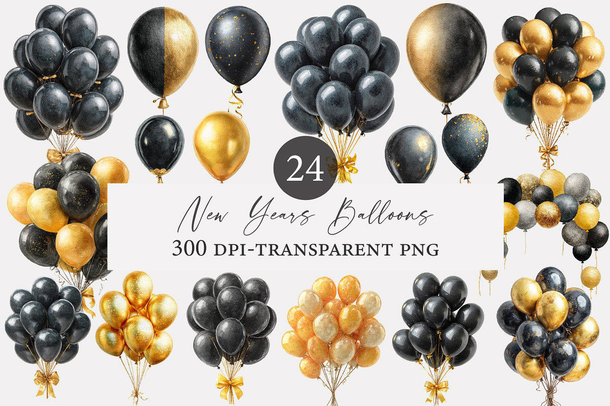 New Years Balloons Clipart, an Illustration by Designworld (Photo 1 of 5)
