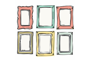 Handdrawn picture frames set six, an Illustration by Vectorstockersland