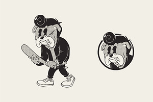 bad boy bulldog retro mascot, an Animal Illustration by Judsart