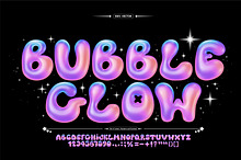 Gradient 3D bubble font vector