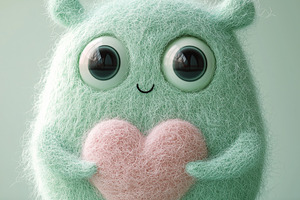 A smiling green monster with woolen, an Abstract Photo by Imaginarium