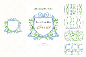 Something Blue Watercolor Crest