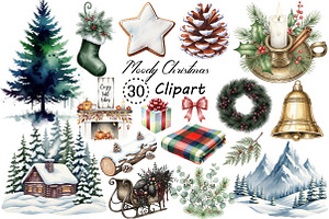 Watercolor Moody Christmas PNG, an Illustration by Creative Art