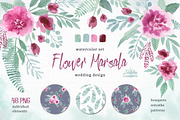 Watercolor floral marsala, an Illustration by BrushArtDesigns (Thumbnail 1 of 10)