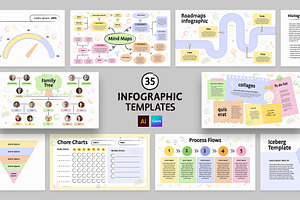 Cute Infographic Templates Set, a Presentation Template by BrandPacks