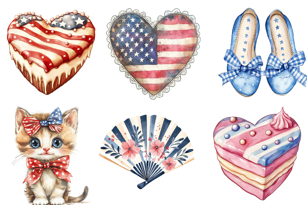 Coquette 4th of July Clipart, an Illustration by Watercolor design (Photo 5 of 5)