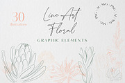 Line Art Floral Graphic Elements, a Decorative Illustration by CL Creative Studio (Thumbnail 1 of 11)