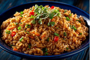 A plate of vegetable rice cooked in, a Food & Drink Photo by ZinetroN