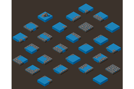 Set of isometric landscape design
