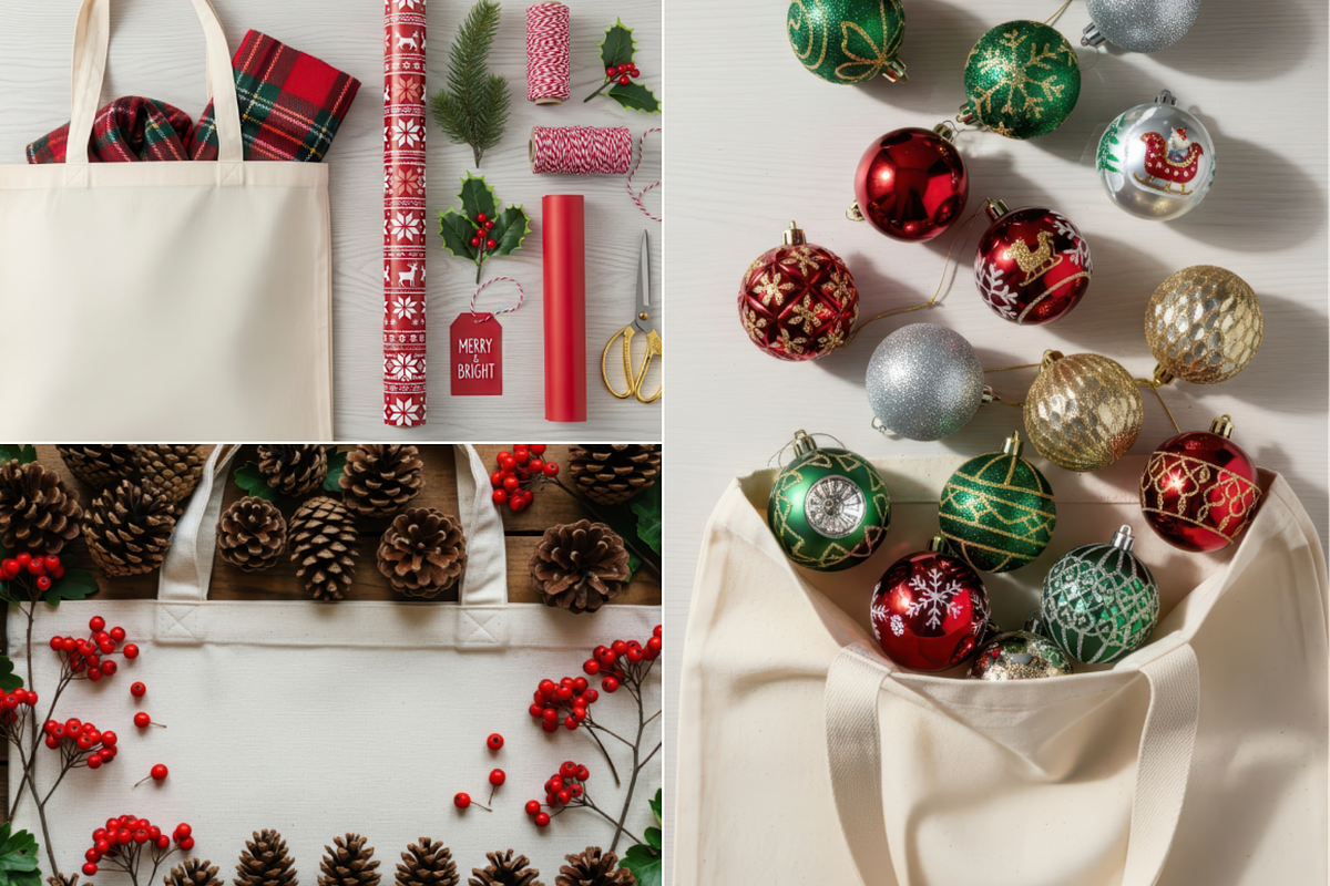 Christmas Tote Bag - Bundle 100 JPG, a Household Mockup by KennedyStudio (Photo 12 of 16)