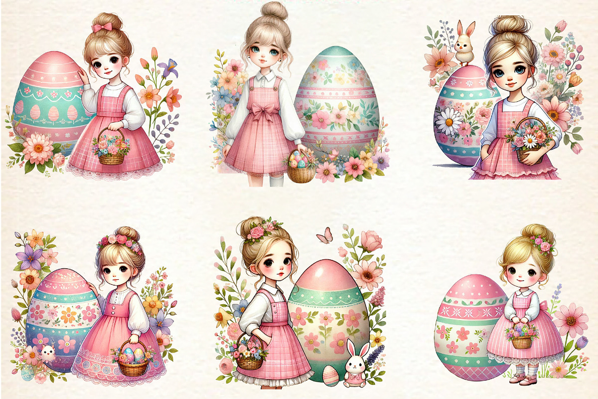 Pastel Easter Clipart, Bunny, Eggs,, an Illustration by DreamArtGraphic (Photo 2 of 4)