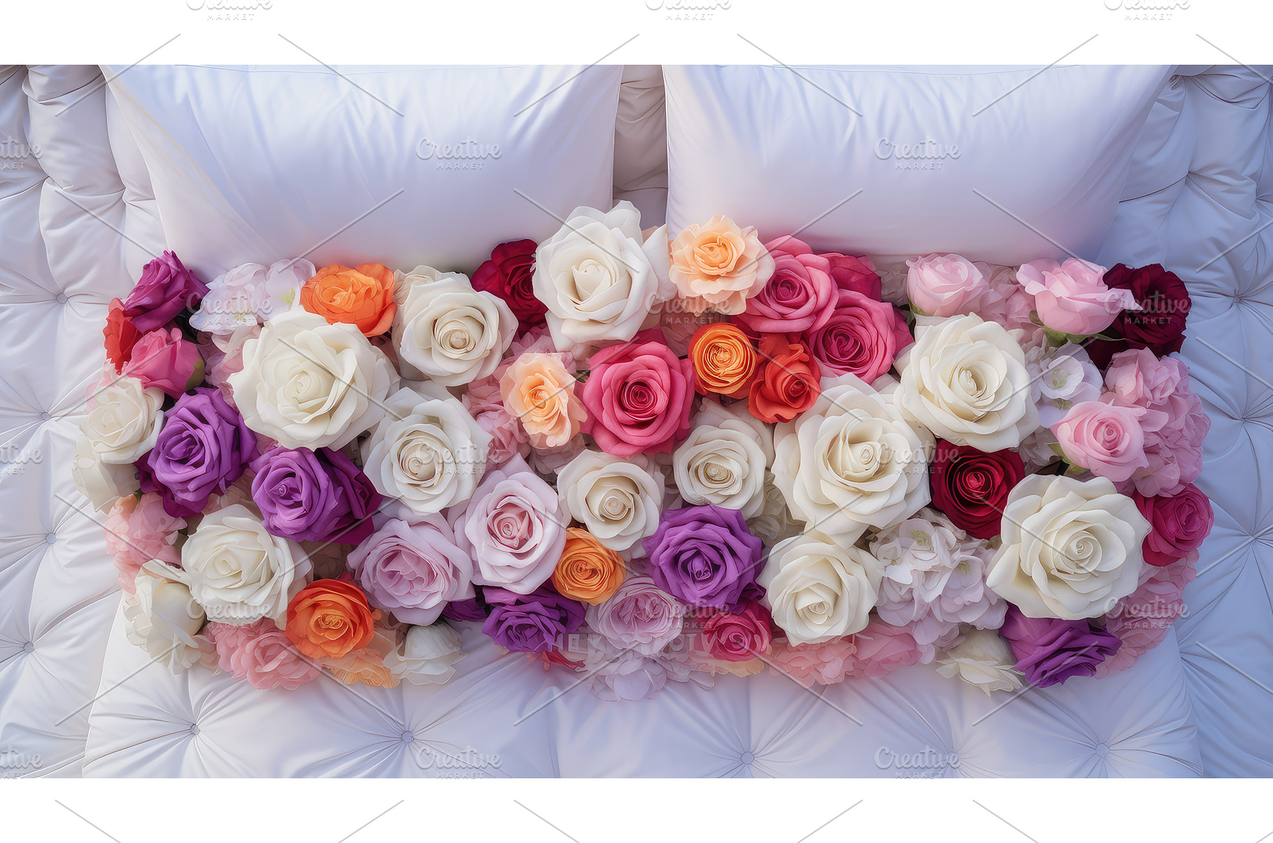 floral bed flowers top view ai, a Nature Photo by pikepicture