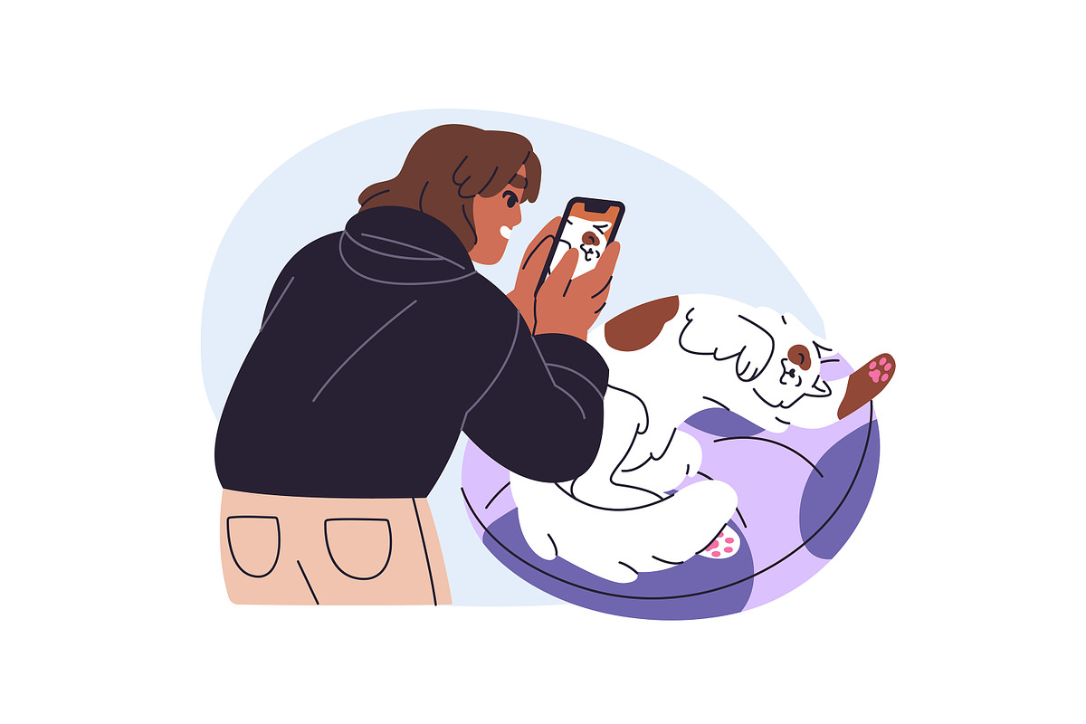 Pet owners with cute cats, dogs set, an Animal Illustration by PaperTrident (Photo 5 of 9)
