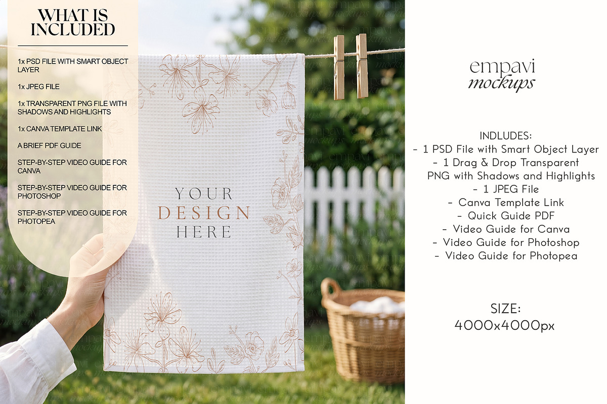 Microfiber Tea Towel Mockup, a Household Mockup by EmpaviMockups (Photo 2 of 6)
