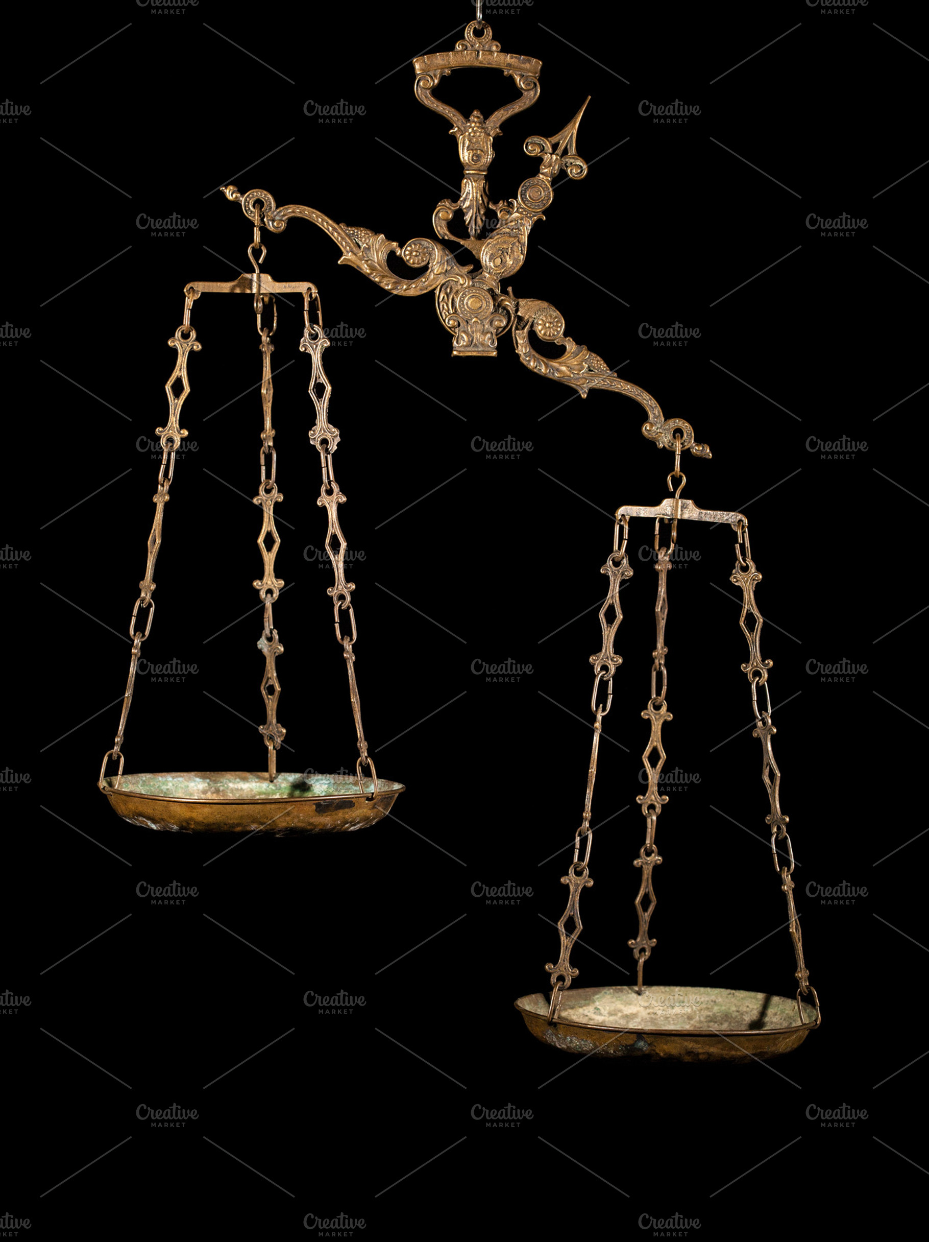 Antique weighing scale containing judge, hand, and law, a Business Photo by Pakete Art