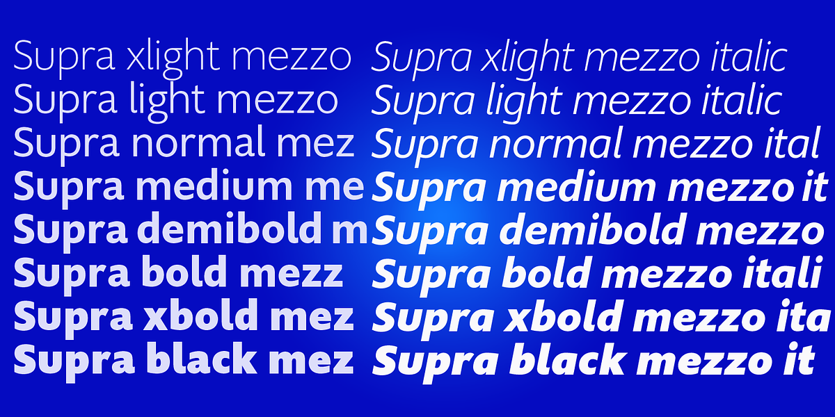 Supra Mezzo, a Sans Serif Font by Wiescher-Design (Photo 2 of 8)