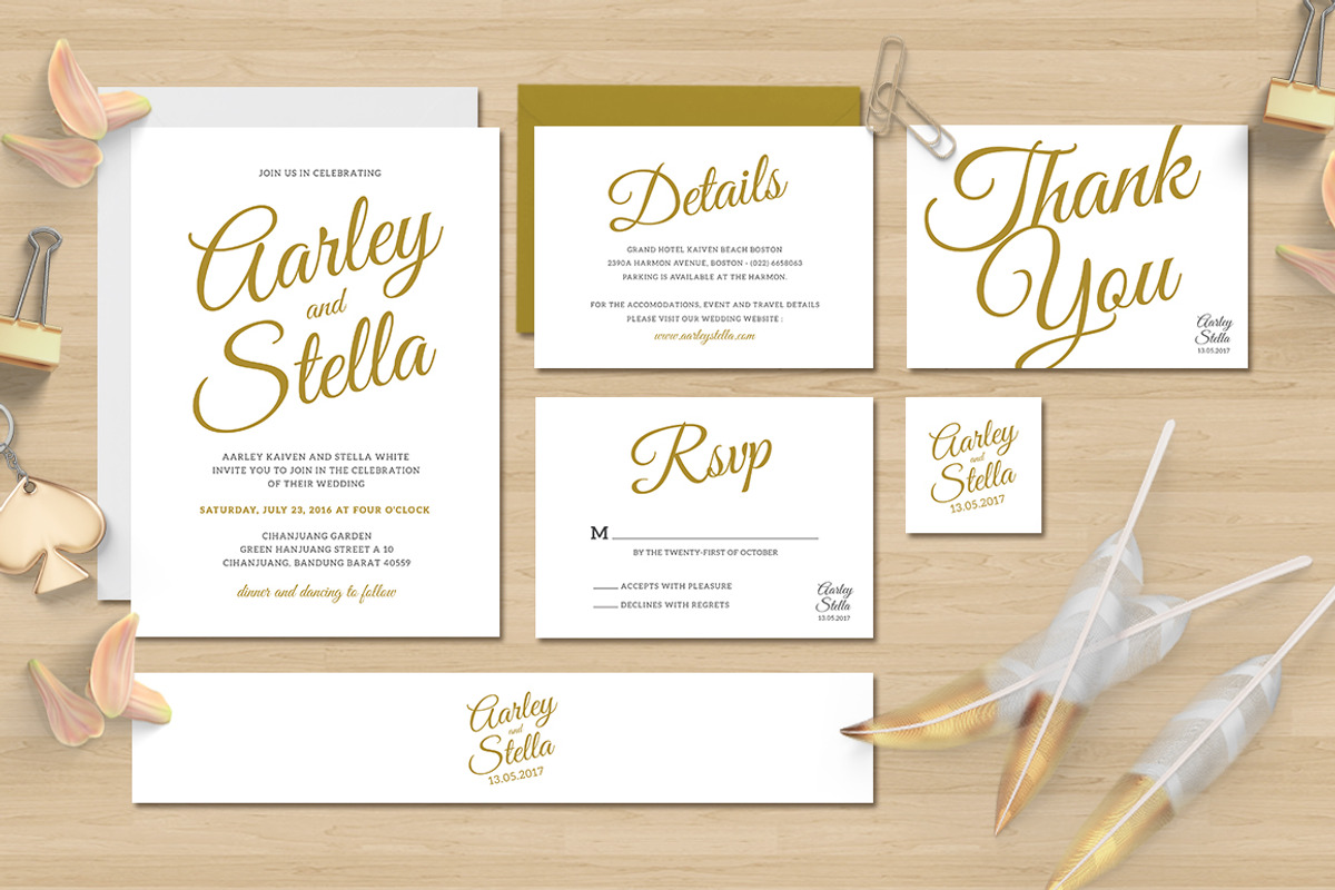 Simple Wedding Invitation Set, a Card Template by Aarley Kaiven (Photo 1 of 5)