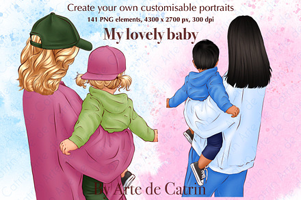 My Lovely Baby Clipart, Mom and Baby