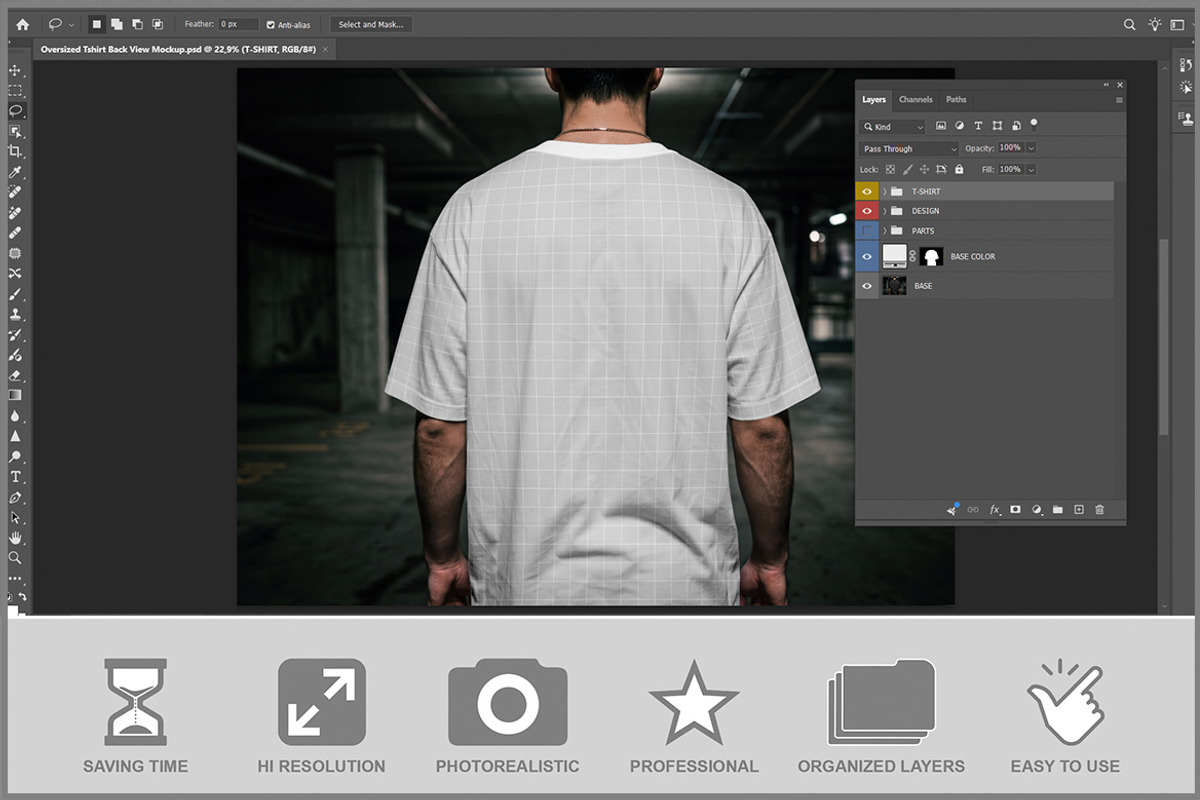 Oversized T-shirt Back View PSD, a Shirt Mockup by Bruno's Shop (Photo 2 of 3)