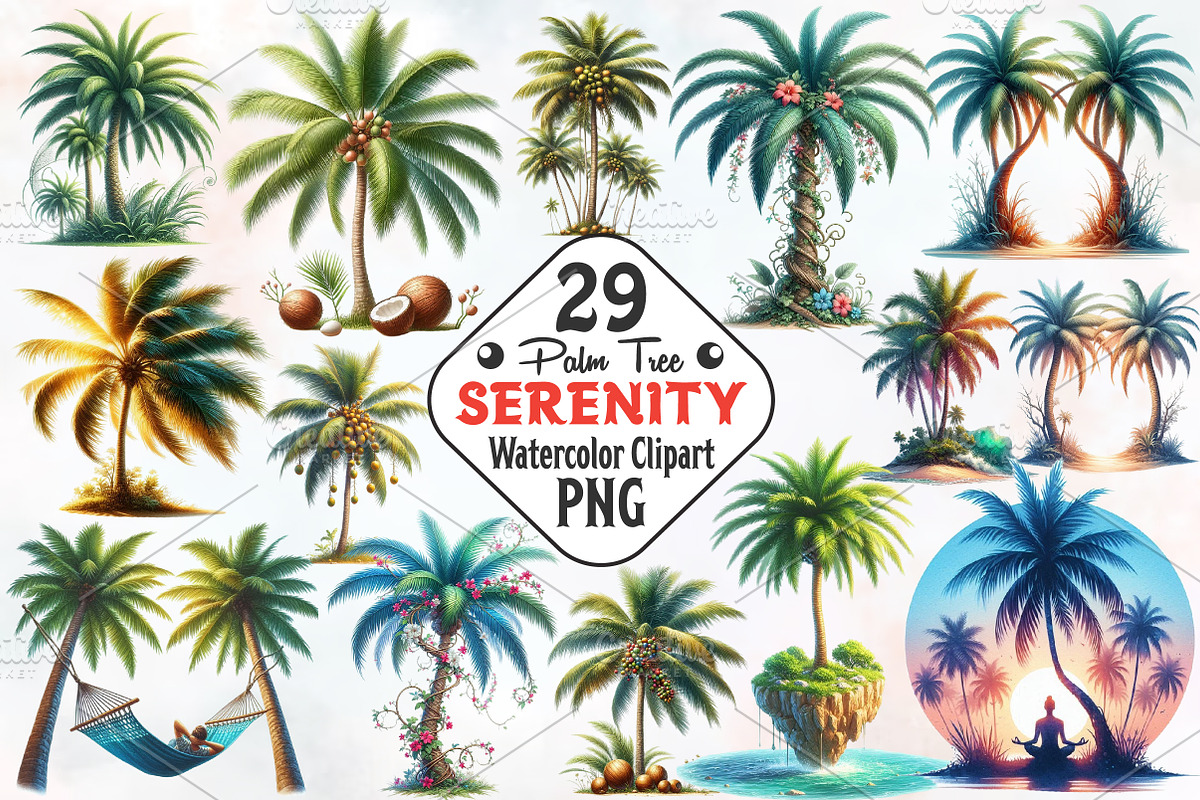 Palm Tree Serenity Clipart, an Illustration by RobertsArt (Photo 1 of 7)