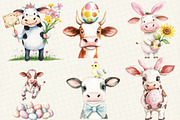 Watercolor Easter Cow Clipart, an Illustration by OK Design (Thumbnail 4 of 5)