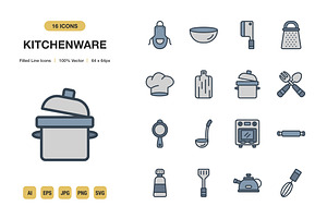 Kitchenware Color Icons, an Icon by Spacepixel Creative