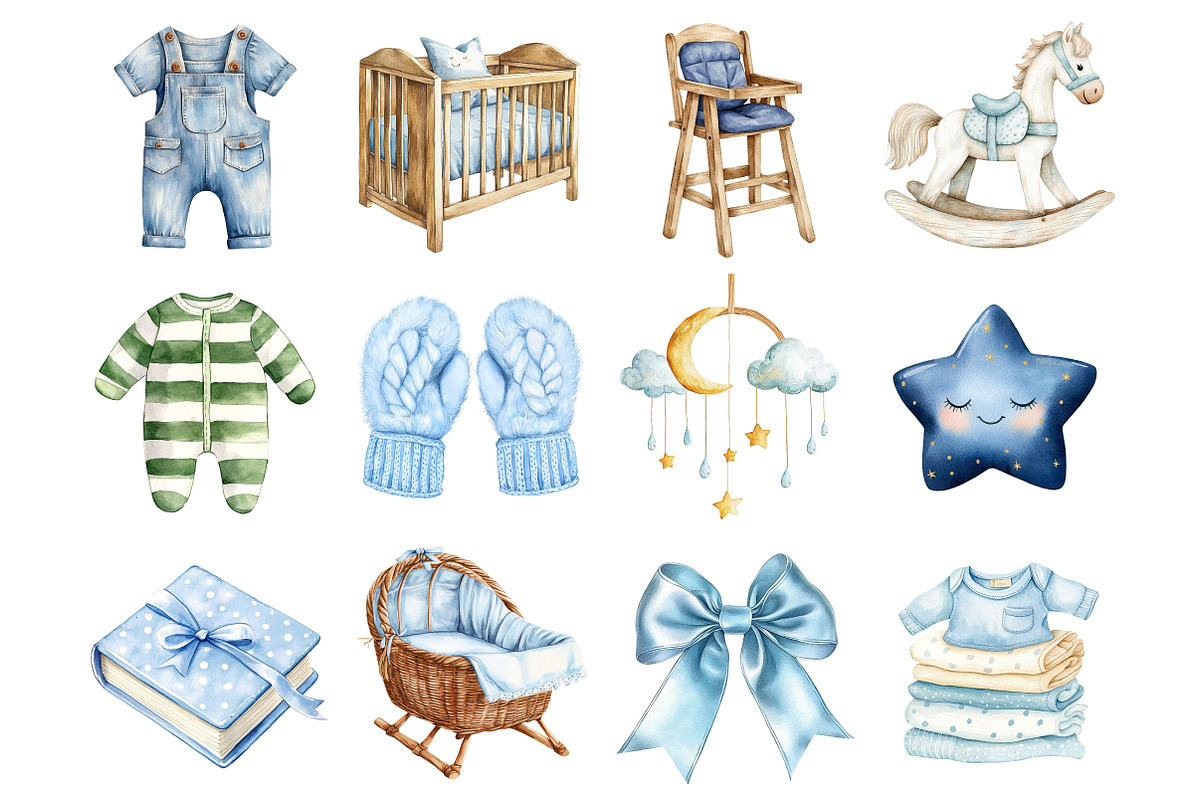 Watercolor Baby Boy Clipart, a Seasonal Illustration by CitraGraphics (Photo 2 of 4)