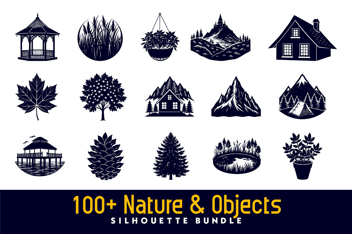 Nature & Objects Silhouette Bundle, an Illustration by Creative_View (Photo 3 of 4)