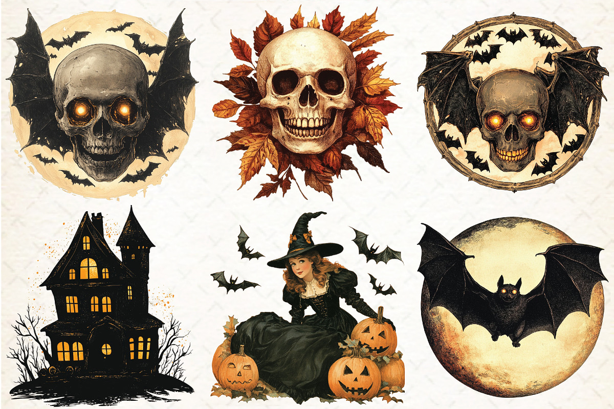 VIntage Halloween  Bundle -25 PNG, an Illustration by Libby Wishes (Photo 2 of 9)