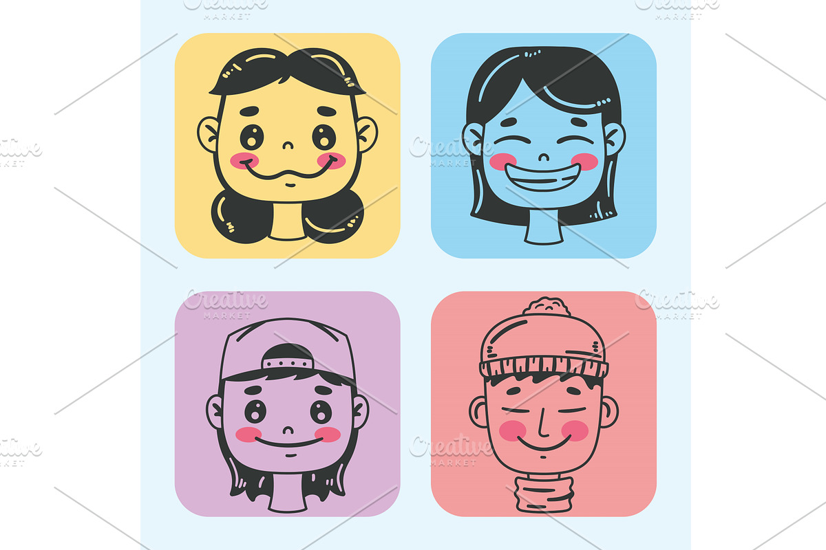 group of persons heads characters, a Person Illustration by studiogstock