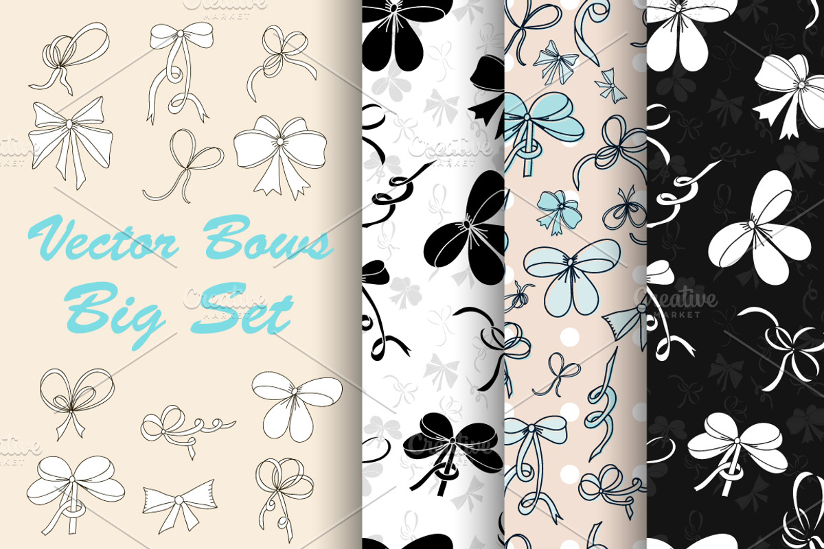 Big Hand-Drawn Bows Set., a Decorative Illustration by Svetlana Avv (Photo 1 of 8)