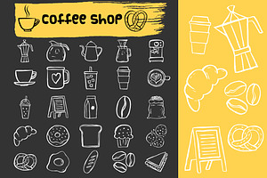 Coffee Shop Doodle Icons