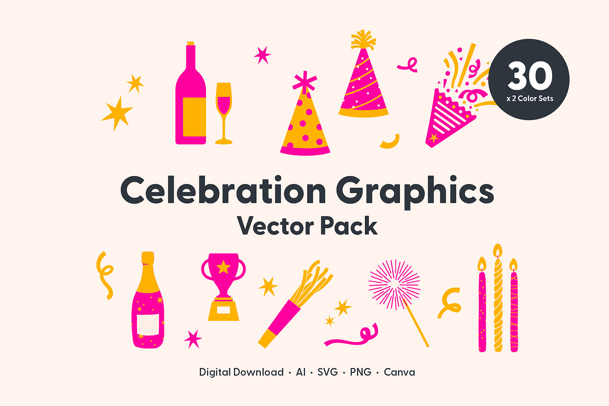 Celebration Graphics Vector Pack, an Object Graphic by Sungy Side Up (Photo 1 of 8)
