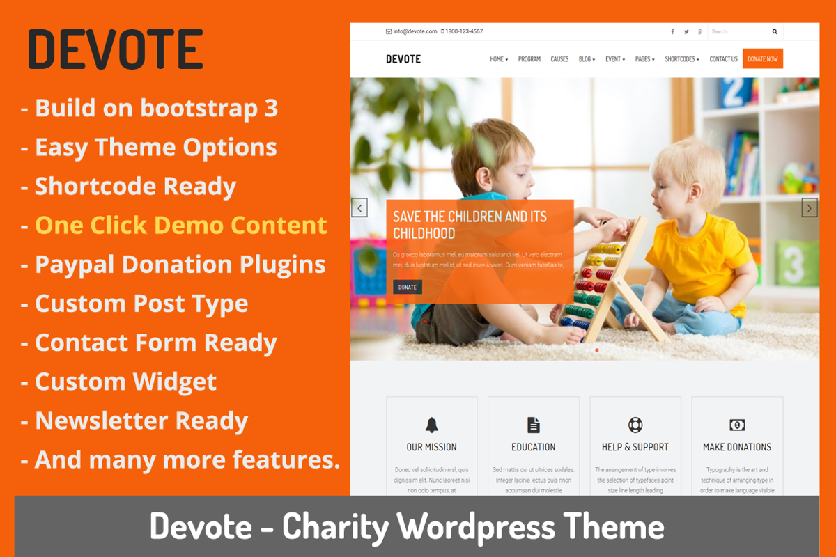 Devote - Chairty Wordpress Theme, a WordPress Template by TheGenius (Photo 1 of 4)