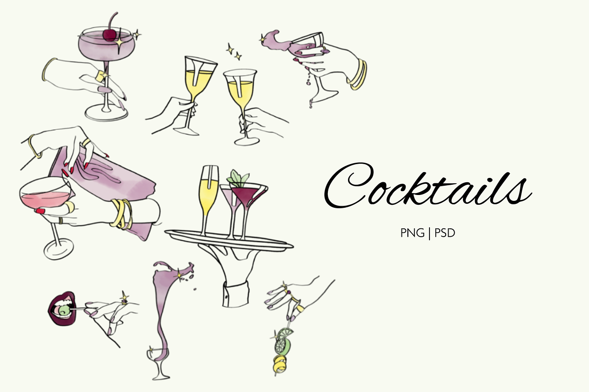 Cocktails Illustration Bundle, a Decorative Illustration by Little Gremlin (Photo 1 of 7)