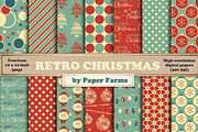 Retro Christmas digital paper, a Pattern Graphic by Paper Farms (Thumbnail 1 of 2)
