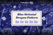 Blue Oriental Dragon Pattern, a Pattern Graphic by bazzier_graphik (Thumbnail 1 of 5)