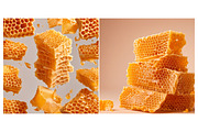 Golden Honeycomb Pieces Honey, a Background Graphic by IrySha (Thumbnail 2 of 7)
