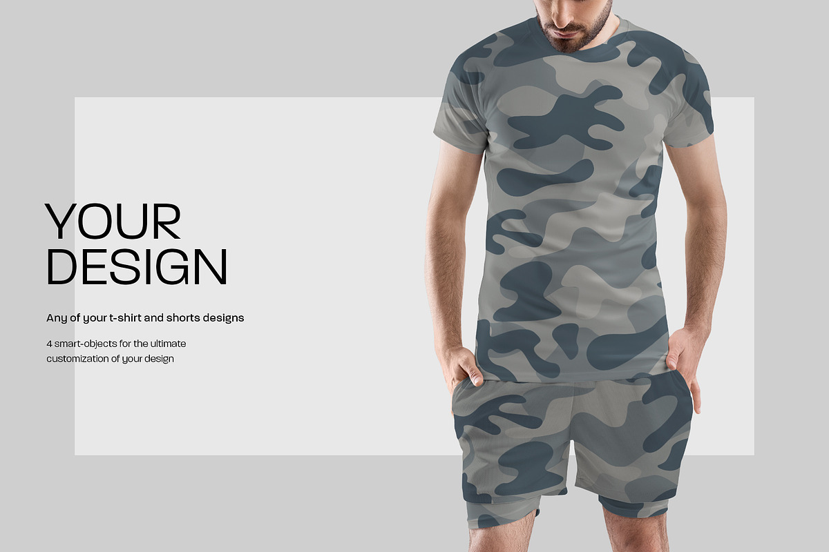 7 Men's T-Shirt and Shorts Mockups, a Shirt Mockup by Grow Design Craft Studio (Photo 5 of 9)