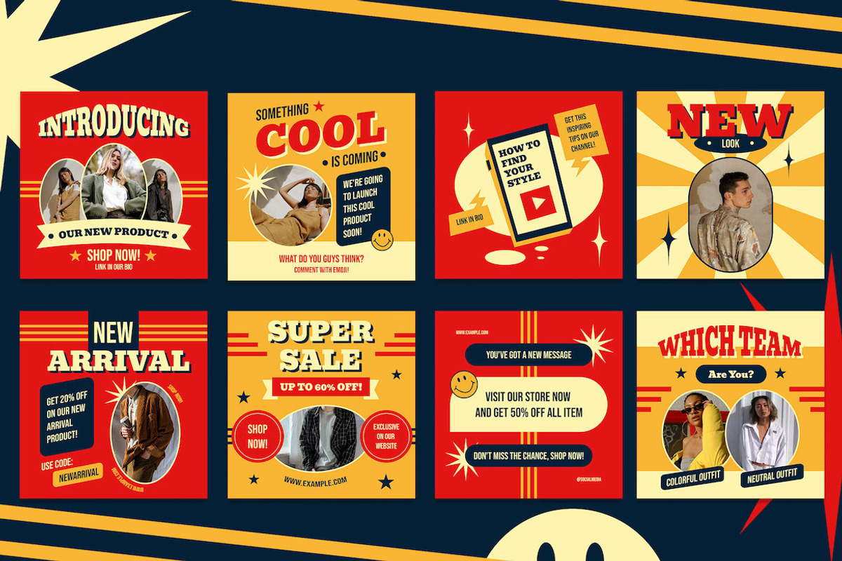 Red Vintage Fashion Sale Instagram, a Social Media Template by Aiyari Graphic (Photo 3 of 5)