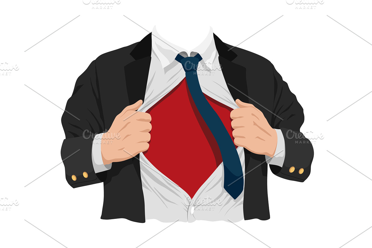 Opening shirt superhero, a Person Illustration by Things for designers